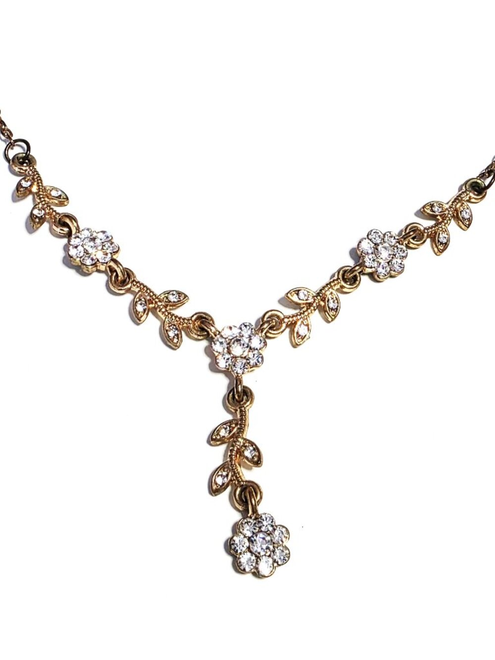 Y2K rhinestone floral drop necklace